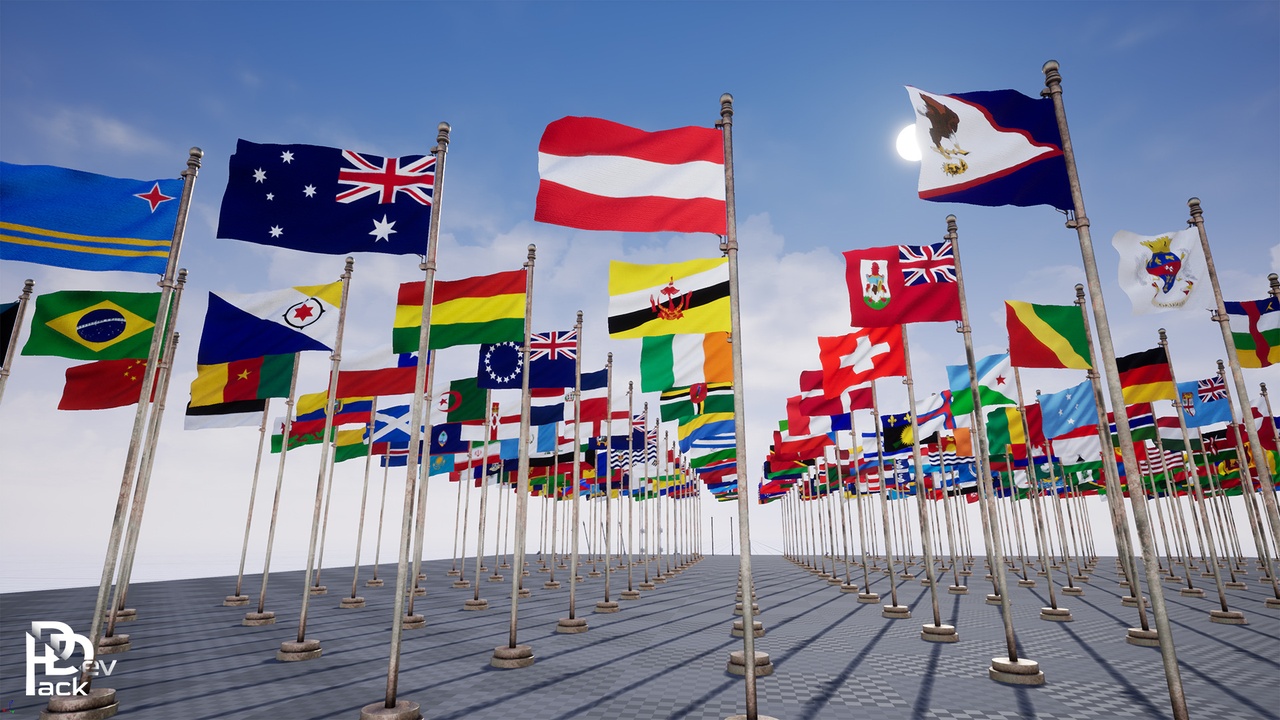 【unity国旗250+国家】Flag Props Package / 250+ Flags - 盘古CG网-盘古CG网