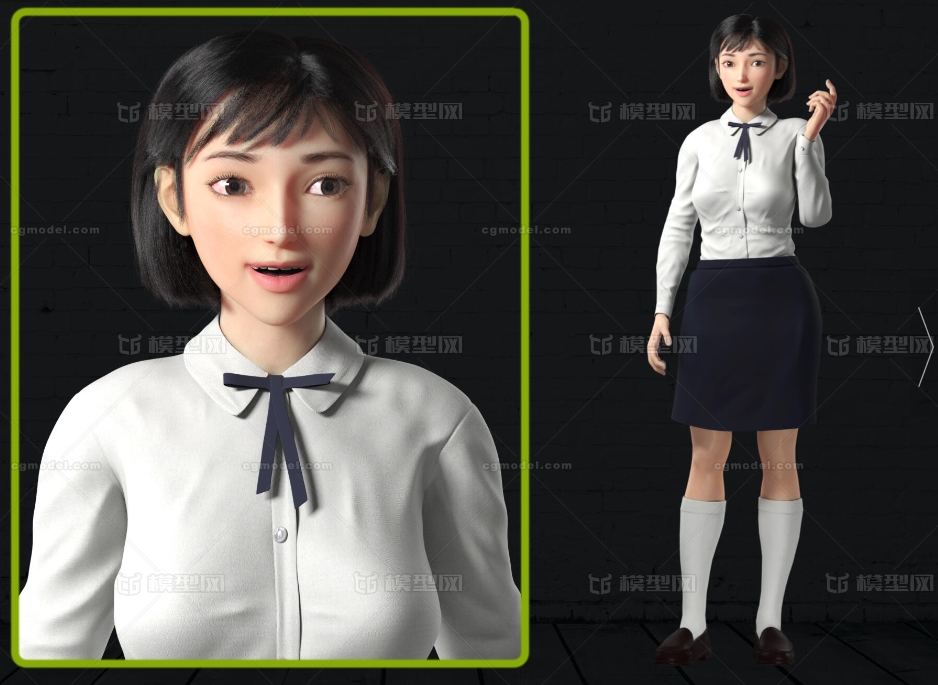 美女【带绑定】日系风 女学生 美女 女青年【带绑定】 大学生 - 盘古CG网-盘古CG网