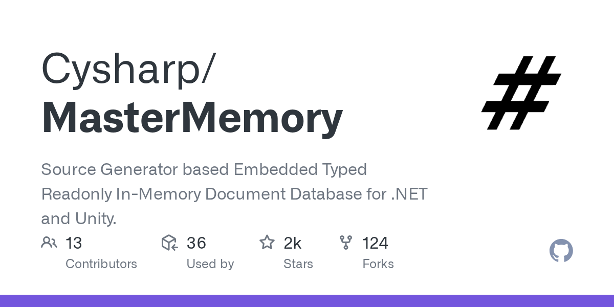 MasterMemory | Unity 编辑器插件与实用工具-盘古CG网