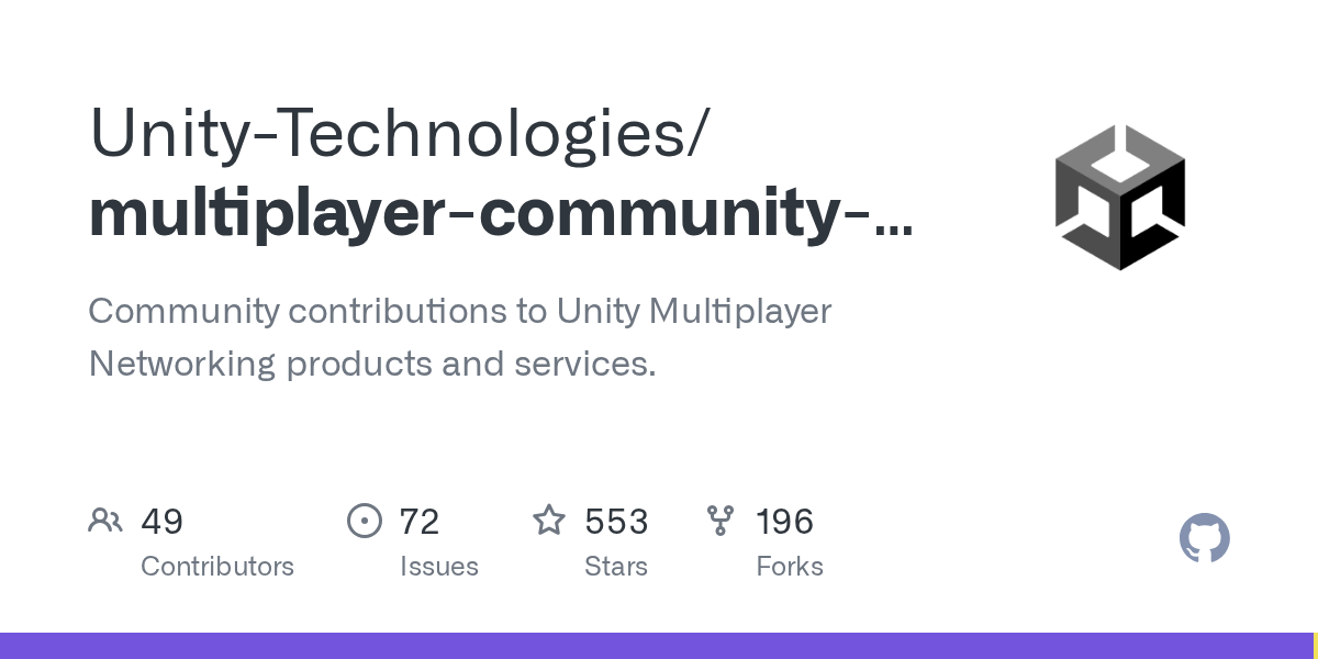 multiplayer-community-contributions | Unity 多人联机与网络同步方案-盘古CG网